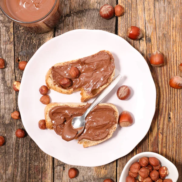 Esparcir Chocolate Rebanadas Pan — Foto de Stock