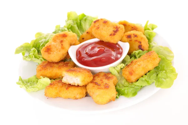 Gebratenes Chicken Nugget Und Ketchup — Stockfoto