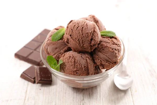 Chocolate Ice Cream Scoop Bowl — Stock Photo, Image