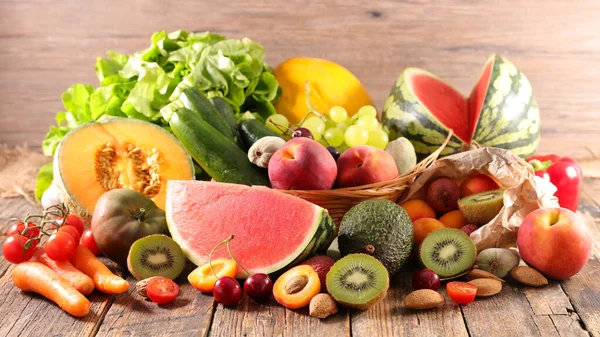 Frutas Legumes Fundo Alimentar — Fotografia de Stock