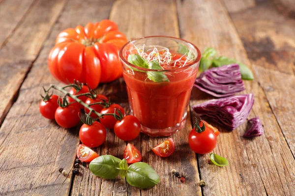 Bevanda Sana Succo Verduro Frullato Pomodoro Gazpacho — Foto Stock