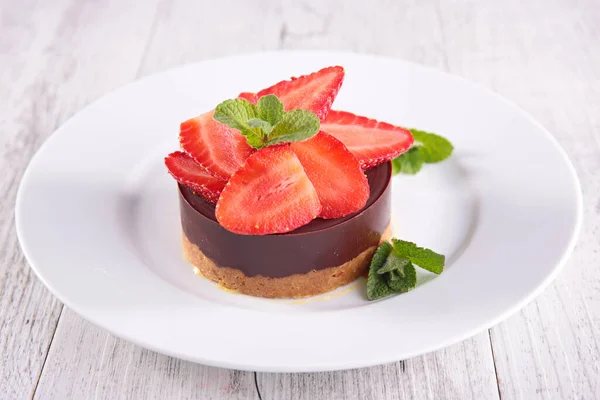 Deliziosa Torta Cioccolato Con Fragola — Foto Stock