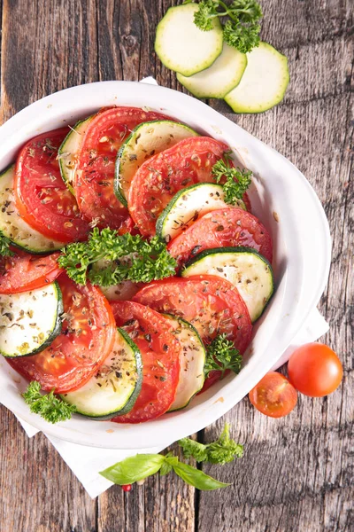 Tian Zucchini Tomato Herbs — Stock Photo, Image