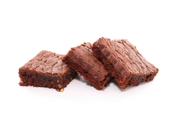 Κέικ Σοκολάτας Brownie Απομονώνονται Λευκό Φόντο — Φωτογραφία Αρχείου