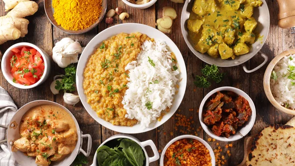 Indian Food Selection Ovanifrån — Stockfoto