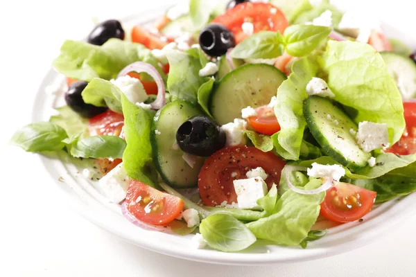 Salada Legumes Com Pepino Tomate Azeitona — Fotografia de Stock