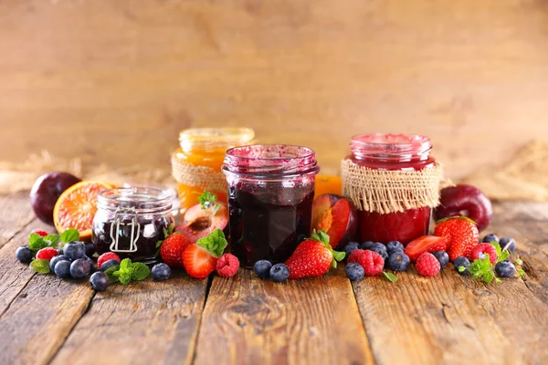 Assorted Fresh Fruit Jam — Stock Photo, Image