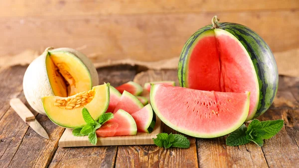 Watermelon Melon Slices — Stock Photo, Image