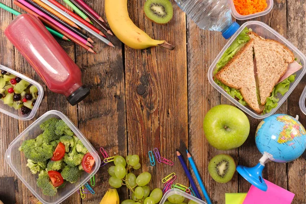 Healthy Lunch Box Wooden Background — Stock Photo, Image