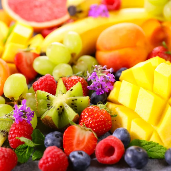 Frutas Frescas Abundancia Coloreado Fondo — Foto de Stock