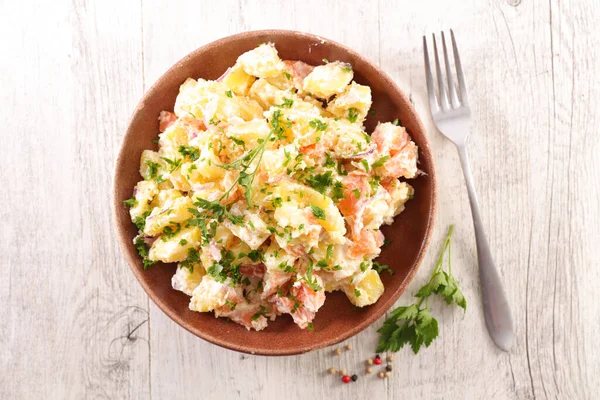 Potato Salad Salmon Cream Herbs — Stock Photo, Image