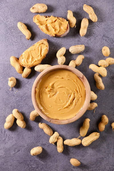 Tigela Manteiga Cremosa Amendoim — Fotografia de Stock