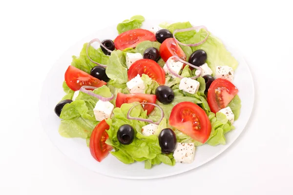 Plate Vegetable Salad Isolated White Background — 图库照片