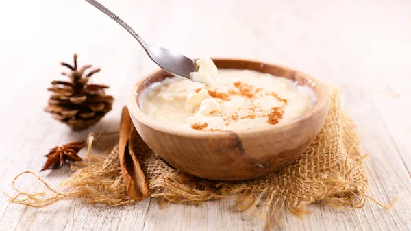 Franse Melk Rijst Dessert Met Kaneel Rijst Pudding — Stockfoto