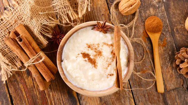French Milk Rice Dessert Cinnamon Rice Pudding — Stock Photo, Image