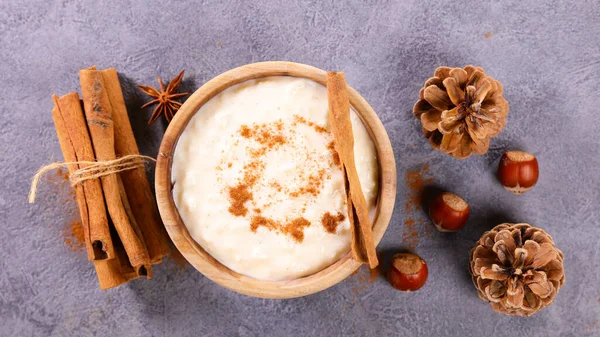 Pudding Riz Avec Cannelle Vue Dessus — Photo