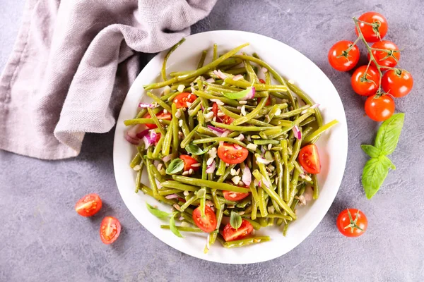 Ensalada Judías Verdes Con Tomate —  Fotos de Stock