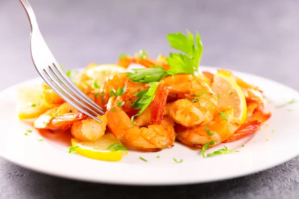 Camarones Fritos Con Ajo Perejil —  Fotos de Stock