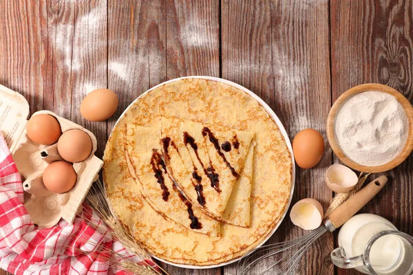 Crêpe Avec Sauce Chocolat Ingrédient — Photo