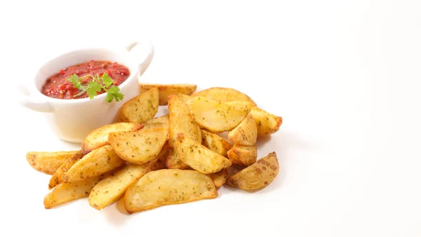 Bratkartoffeln Mit Würziger Sauce — Stockfoto