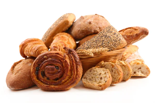 Bread Pastries White Background — Stock Photo, Image