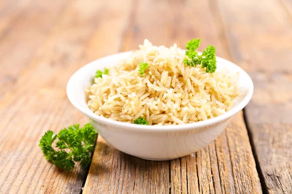 Bowl Rice Herbs — Stock Photo, Image