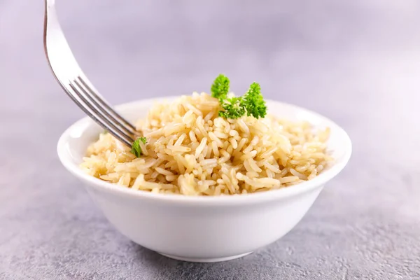 Bowl Rice Herbs — Stock Photo, Image