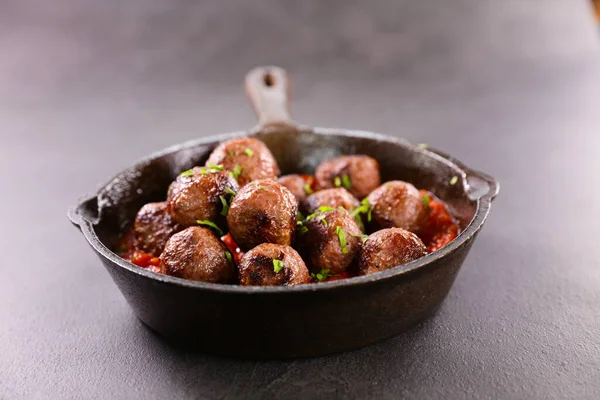 Grilled Meatballs Tomato Sauce — Stock Photo, Image