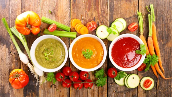 Ассортимент Цветного Овощного Супа Ингредиентов — стоковое фото