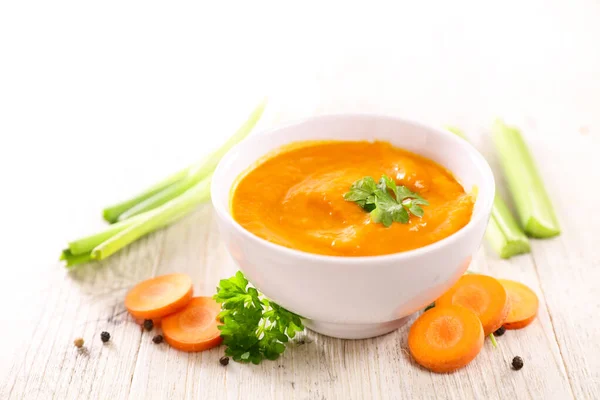 Soupe Aux Carottes Gourmande Dans Bol — Photo