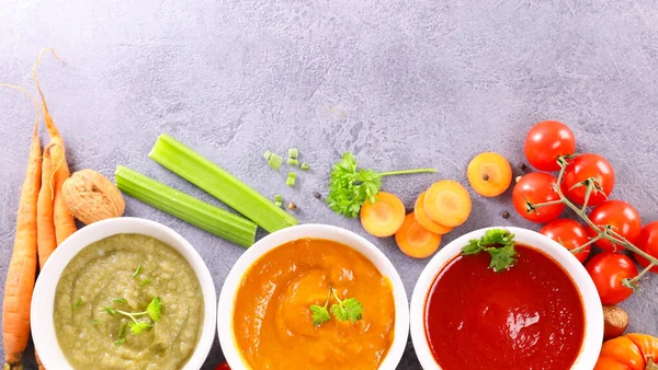 Zbiór Zupy Warzywnej Misce — Zdjęcie stockowe