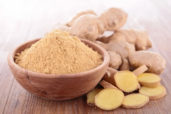 Whole, chopping and grated ginger — Stock Photo, Image