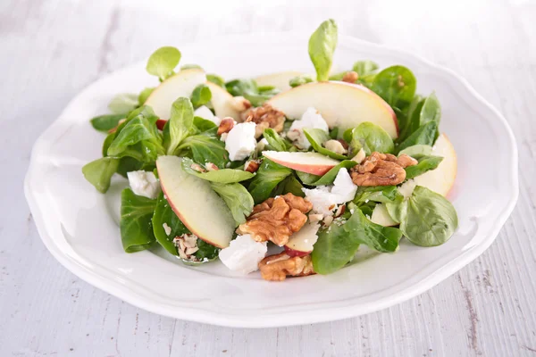 Lamb's lettuce with apple,walnut and cheese — Stock Photo, Image