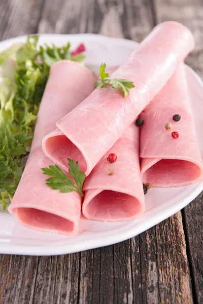 Ham rolled and salad — Stock Photo, Image