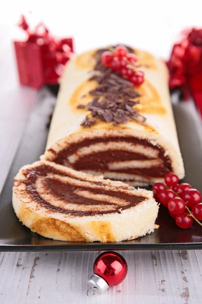 Chocolate cake roll — Stock Photo, Image