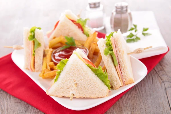 Sandwich and french fries — Stock Photo, Image