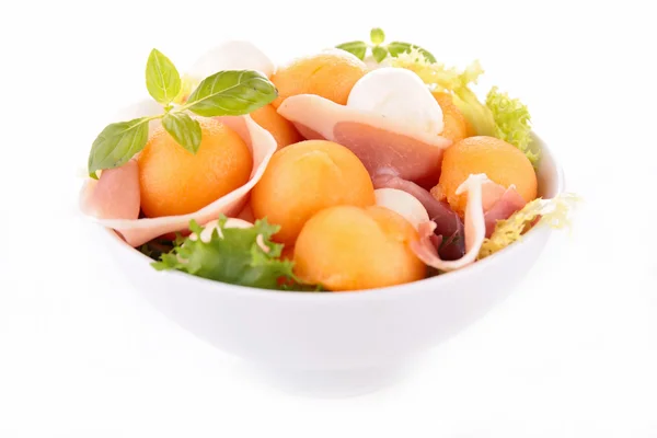 Melon, mozzarella och basilika — Stockfoto