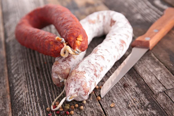 Salame e chouriço — Fotografia de Stock