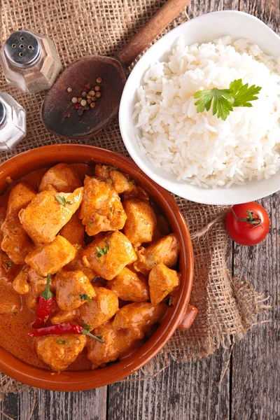 Pollo al curry e riso — Foto Stock