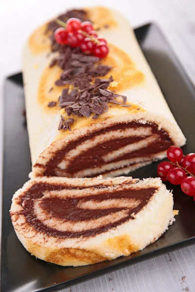 Chocolate roll cake — Stock Photo, Image