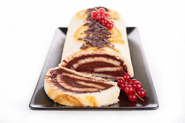 Chocolate roll cake — Stock Photo, Image