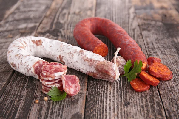 Salame e chouriço — Fotografia de Stock