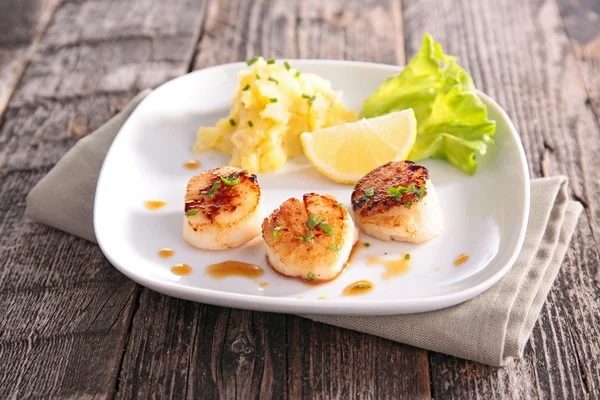 Seared scallop on plate — Stock Photo, Image