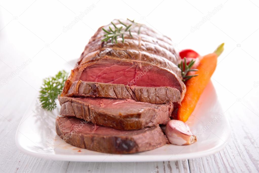 Roast beef in plate