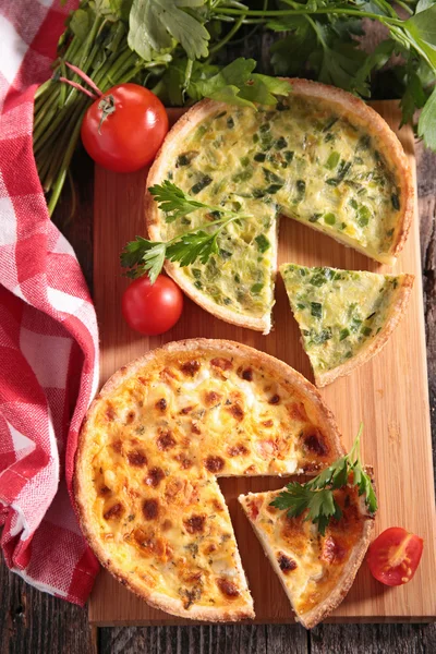 Leek quiche and quiche lorraine — Stock Photo, Image