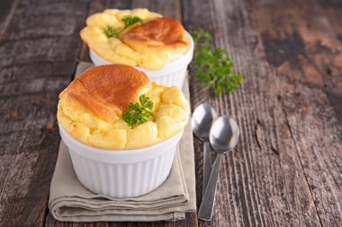 Cheese souffle in plate clipart