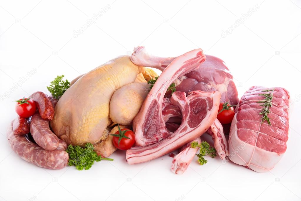 Assorted raw meats