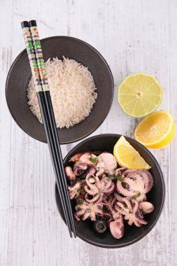 Rice and octopus clipart