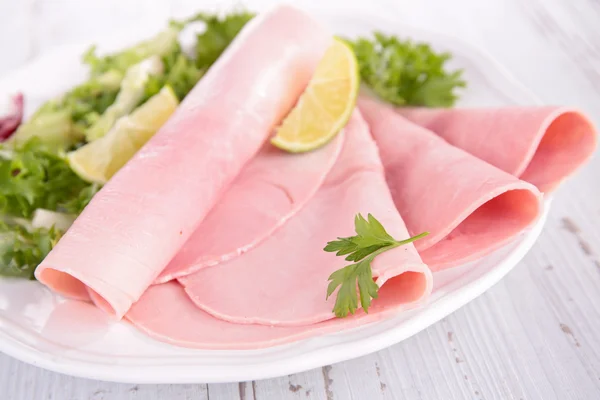 Fresh ham over the plate — Stock Photo, Image