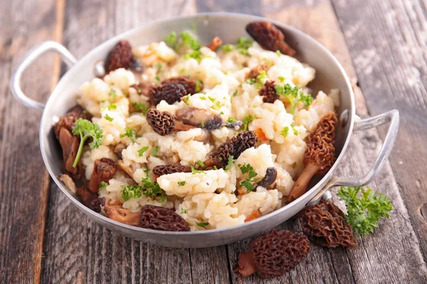 Mushroom risotto on plate — Stock Photo, Image